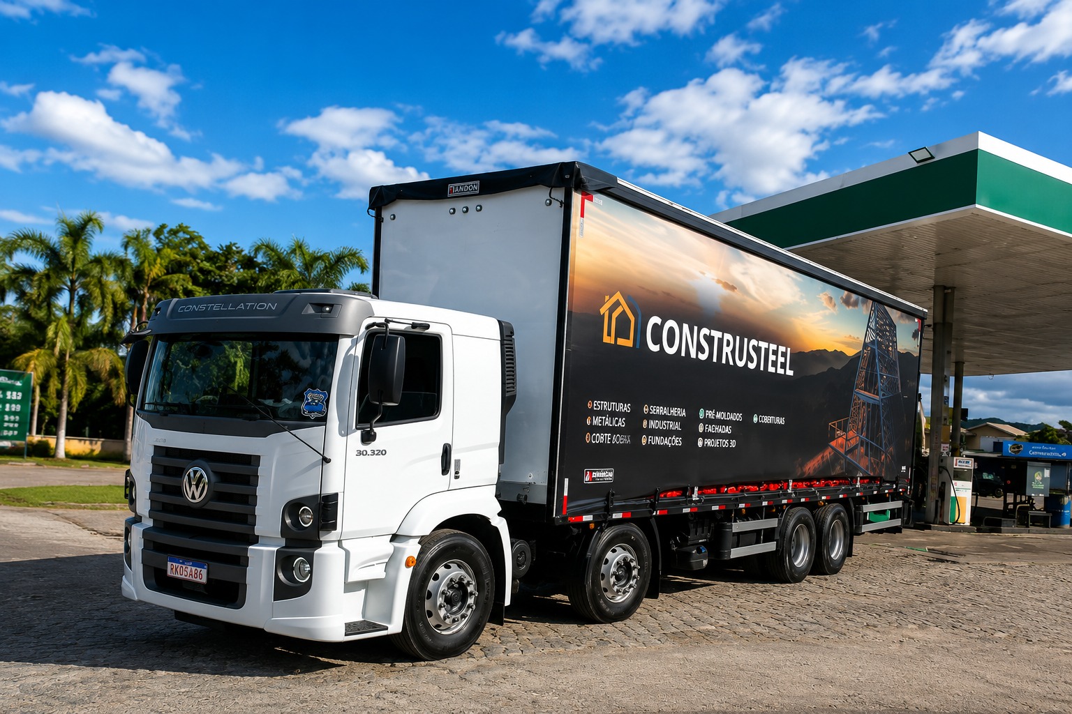 Estoque local Construsteel em Tijucas-SC com chapas de drywall e perfis de steel frame