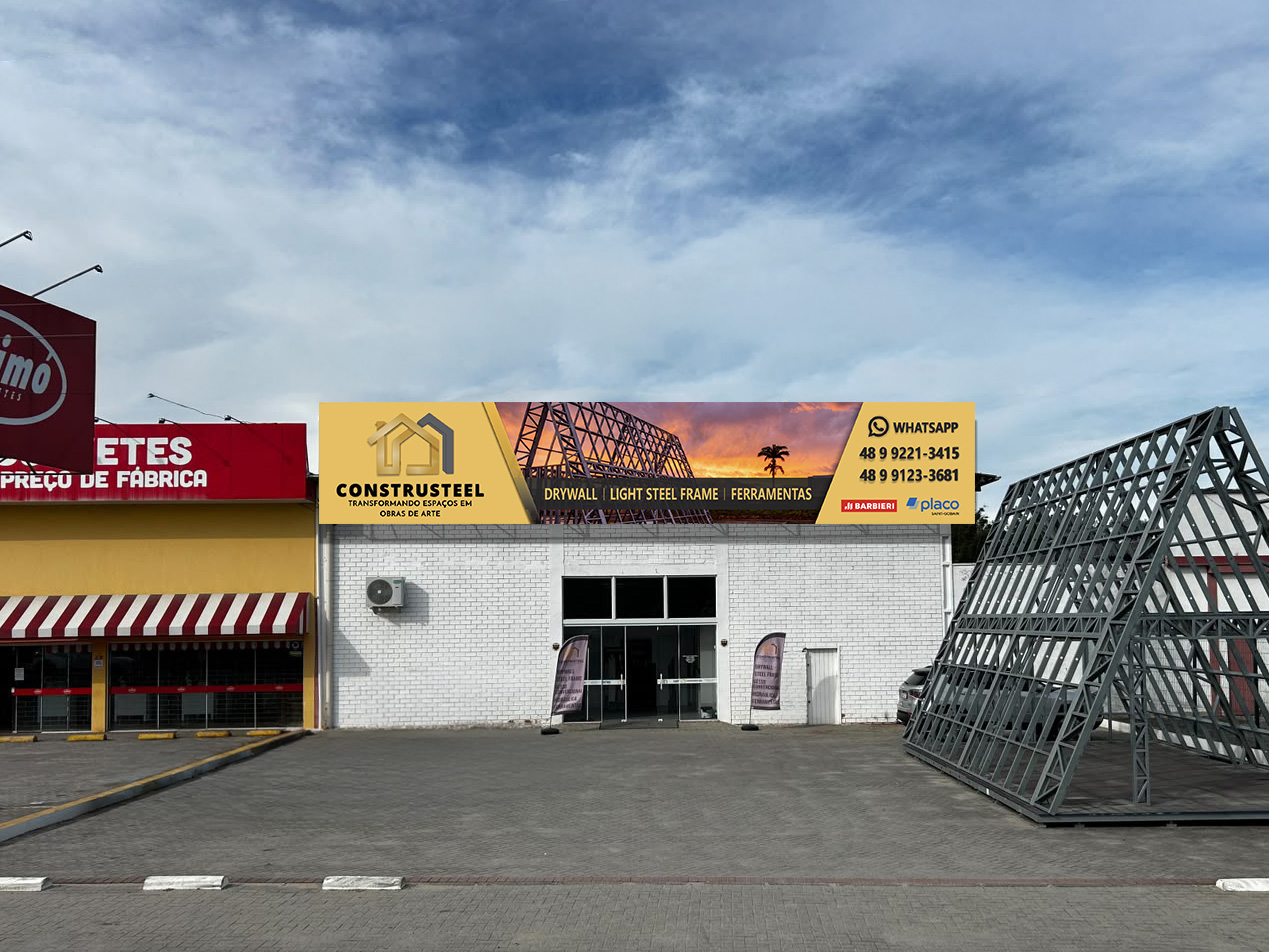 Fachada da loja Construsteel em Tijucas-SC